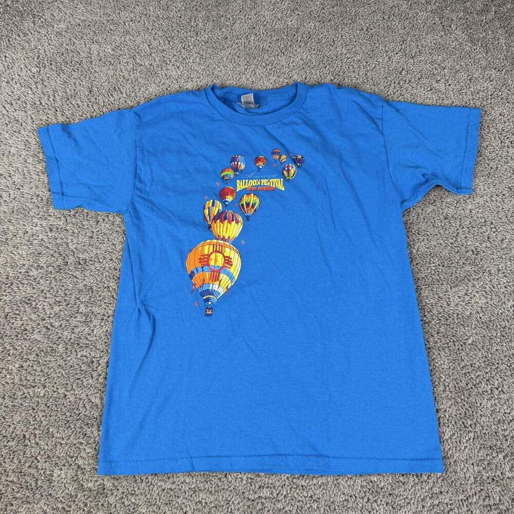 Albuqurque Balloon Festival Shirt Youth L Blue Air Balloon Graphic Crew Neck